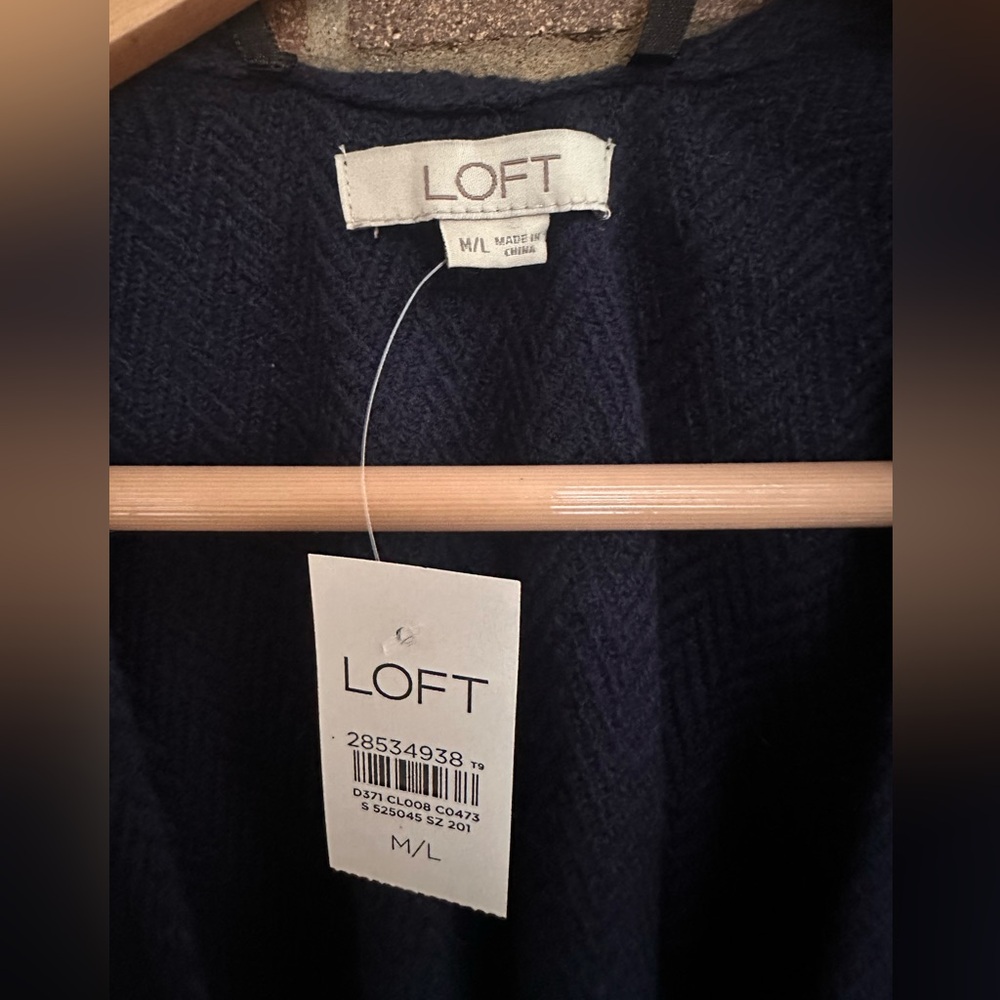 Loft navy and white plaid poncho - Picture 4 of 6